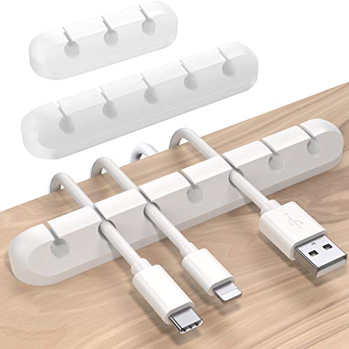 SOULWIT Cable Holder Clips, 3-Pack Cable Management Cord Organiser Clips Adhesive Organizer for USB Charging Cable Mouse Wire PC Office Home