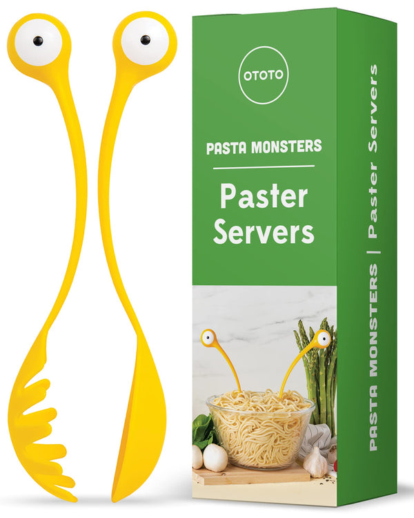 Pasta Monsters and Salad Servers - BPA-Free Fun Kitchen Gadgets - 100% Food Safe Salad Spoon and Fork Set - Pasta and Salad Server - 11.93x 3.39 x 2.24 inch