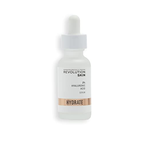 Revolution Beauty London Skincare Hyaluronic Acid Serum, Plumps, Softens and Hydrates Skin, 2% Solution, Lightweight Face Fragrance Free, 30 ml