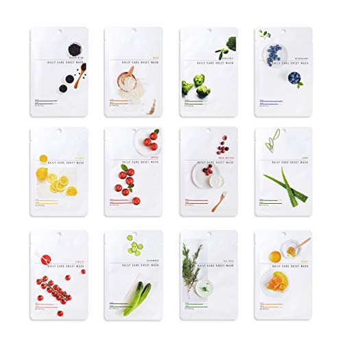 [Pack of 12] EUNYUL Daily Care Face Sheet Mask Pack 12 types Korean Skincare Hydrating & Nourishing Face masks beauty