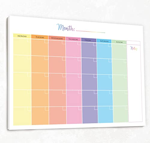 Monthly Planner Pad with 50 Tear Off Pages Notes Section, Undated Desk Calendar Personal Organiser, for Work, School, Meal, and Fitness Planning, Colourful FBA, A4 (8.3 x 11.7in)