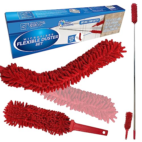 Feather Duster Extendable Duster Microfiber Detachable Bendable Telescopic Duster and Hand Duster for Cleaning Dust, High Ceiling, Blinds, Lights, Cobweb, Cars, Furniture