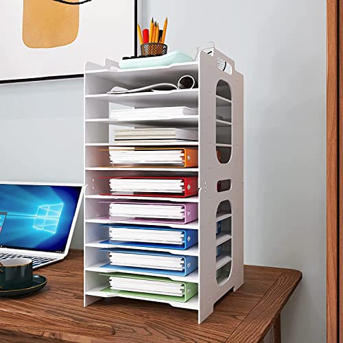 PUNCIA 10 Tier Office Paper Organizer for Desk Desktop File Holder Desk Letter Tray A4 Paper Holder Document Storage Rack for Home Office School