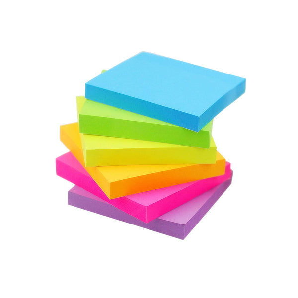 Early Buy Sticky Notes 6 Bright Color 6 Pads Self-Stick Notes 3 in * 3 in, 100 Sheets/Pad