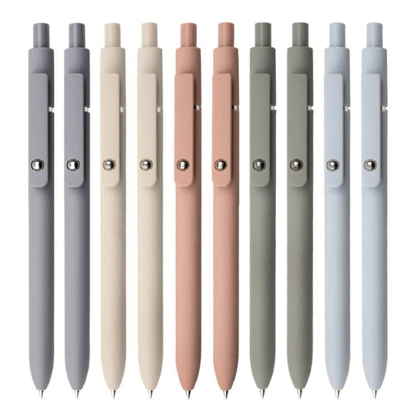 UIXJODO Gel Pens, 10 Pcs 0.5mm Black Ink Pens, Retractable Fine Point Smooth Writing Pens for Journaling Note Taking, Cute Office School Supplies Gifts for Women Men (10 Pcs Morandi)